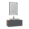 HABITAT ET JARDIN - Ensemble Meuble Vasque avec Miroir (2 Pièces) "Craft 100" - 100 x 50 x 40 cm - Walnut / Anthracite / White - vignette