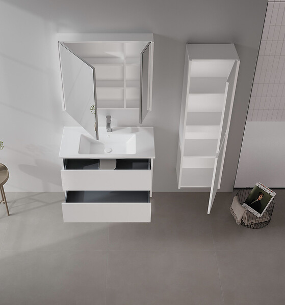 HABITAT ET JARDIN - Ensemble Meuble Vasque avec Miroir (2 Pièces) "Arno 85" - 85 x 45 x 52 cm - White - large