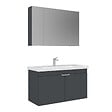 HABITAT ET JARDIN - Ensemble Meuble Vasque avec Miroir (2 Pièces) "Desna 100" - 100 x 45 x 58 cm - Matte Anthracite - vignette