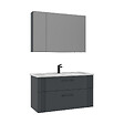 HABITAT ET JARDIN - Ensemble Meuble Vasque avec Miroir (2 Pièces) "Bari 100 v2" - 100 x 45 x 55 cm - Matte Anthracite - vignette