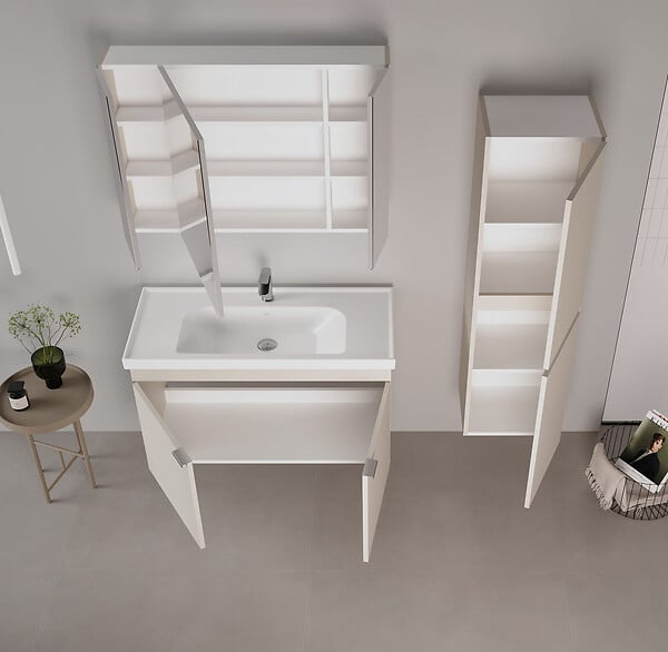 HABITAT ET JARDIN - Ensemble Meuble Vasque avec Miroir (2 Pièces) "Desna 100" - 100 x 45 x 58 cm - Matte White - large