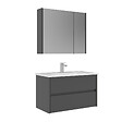 HABITAT ET JARDIN - Ensemble Meuble Vasque avec Miroir (2 Pièces) "Arno 85" - 85 x 45 x 52 cm - Grey - vignette