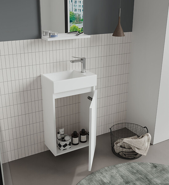 HABITAT ET JARDIN - Ensemble Meuble Vasque avec Miroir (2 Pièces) "Conza 45" - 45 x 26 x 75 cm - White - large