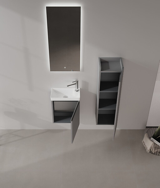 HABITAT ET JARDIN - Armoire de Salle de Bain "Ferla 30" - 30 x 25 x 100 cm - Matte Grey - large