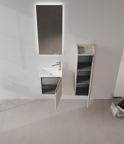 HABITAT ET JARDIN - Armoire de Salle de Bain "Ferla 30" - 30 x 25 x 100 cm - Matte Mink - large