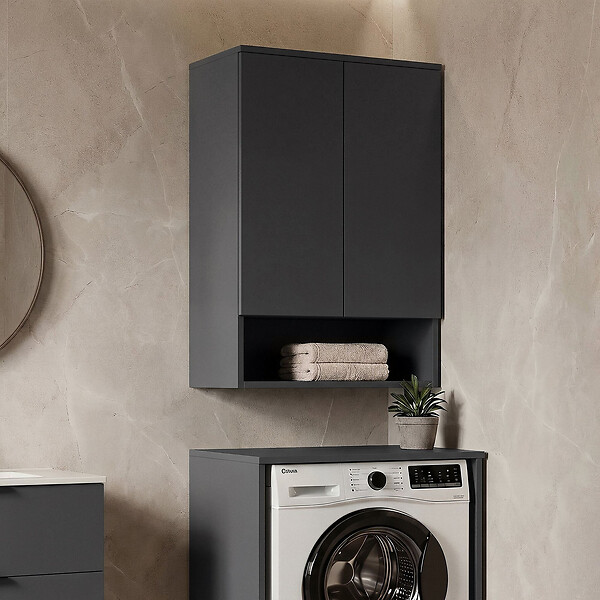 HABITAT ET JARDIN - Armoire de Salle de Bain "Bosco Lume 70" - 70 x 36 x 100 cm - Matte Anthracite - large