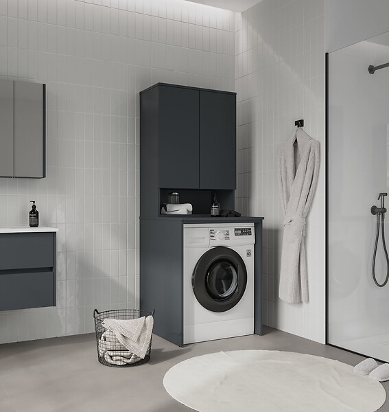 HABITAT ET JARDIN - Armoire de Salle de Bain "Bosco Lume 70" - 70 x 36 x 100 cm - Matte Anthracite - large