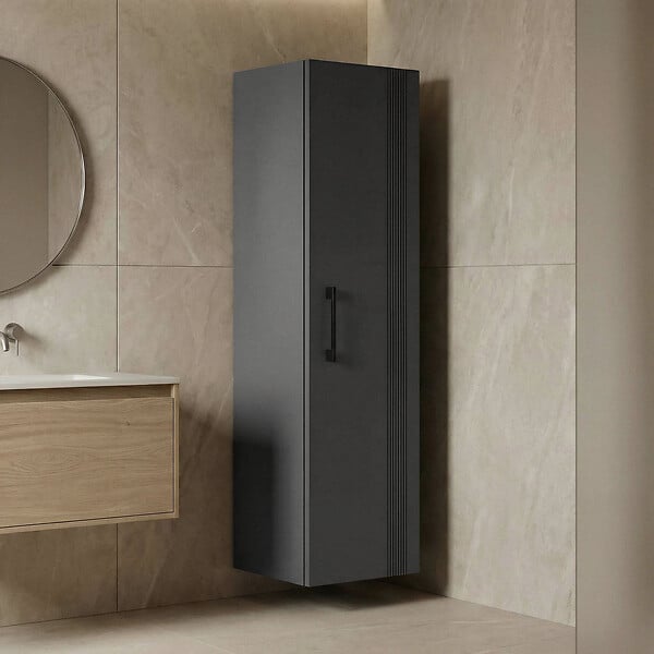 HABITAT ET JARDIN - Armoire de Salle de Bain "Bari 40" - 40 x 32 x 138 cm - Matte Anthracite - large