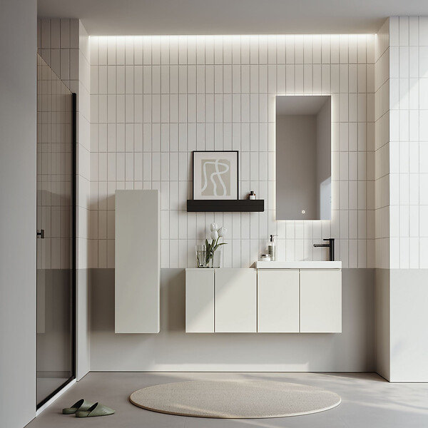 HABITAT ET JARDIN - Armoire de Salle de Bain "Ferla 30" - 30 x 25 x 100 cm - Matte Cashmere - large