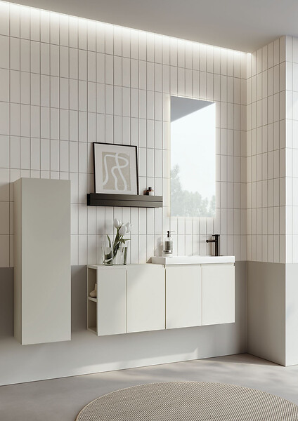 HABITAT ET JARDIN - Armoire de Salle de Bain "Ferla 30" - 30 x 25 x 100 cm - Matte Cashmere - large