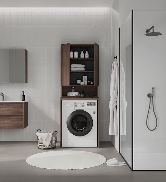 HABITAT ET JARDIN - Armoire de Salle de Bain "Bosco Lume 70" - 70 x 36 x 100 cm - Dark Walnut - large