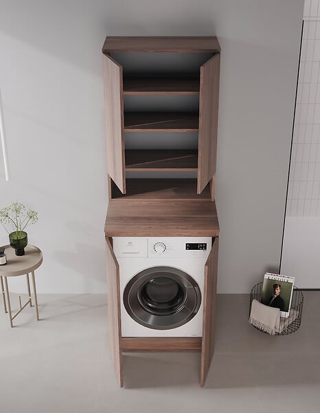 HABITAT ET JARDIN - Armoire de Salle de Bain "Bosco Lume 70" - 70 x 36 x 100 cm - Dark Walnut - large