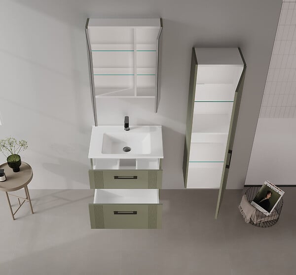 HABITAT ET JARDIN - Armoire de Salle de Bain "Bari 60" - 60 x 16 x 66 cm - Matte Green - large