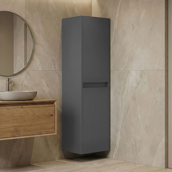 HABITAT ET JARDIN - Armoire de Salle de Bain "Arno 40" - 40 x 27 x 138 cm - Anthracite - large