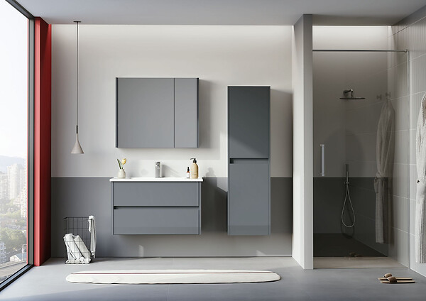 HABITAT ET JARDIN - Armoire de Salle de Bain "Arno 40" - 40 x 27 x 138 cm - Anthracite - large