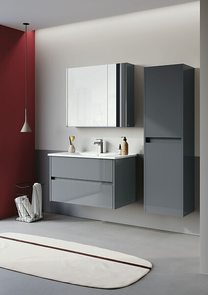 HABITAT ET JARDIN - Armoire de Salle de Bain "Arno 40" - 40 x 27 x 138 cm - Anthracite - large