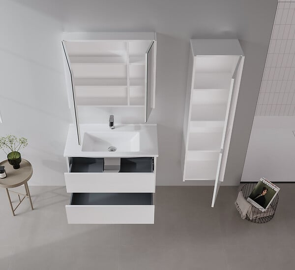 HABITAT ET JARDIN - Meuble Salle de Bain avec Miroir "Arno 100" - 100 x 16 x 66 cm - White - large