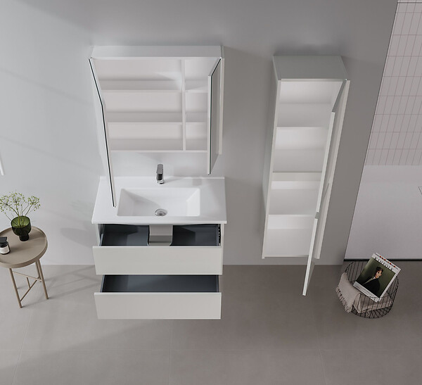 HABITAT ET JARDIN - Meuble Salle de Bain avec Miroir "Arno 80" - 79 x 16 x 66 cm - Cashmere - large