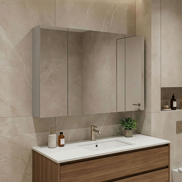 HABITAT ET JARDIN - Meuble Salle de Bain avec Miroir "Bari 100" - 97 x 16 x 66 cm - Matte Cashmere - large