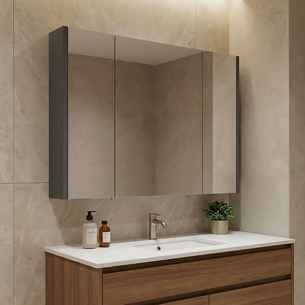 HABITAT ET JARDIN - Meuble Salle de Bain avec Miroir "Arno 100" - 100 x 16 x 66 cm - Grey / Anthracite - large