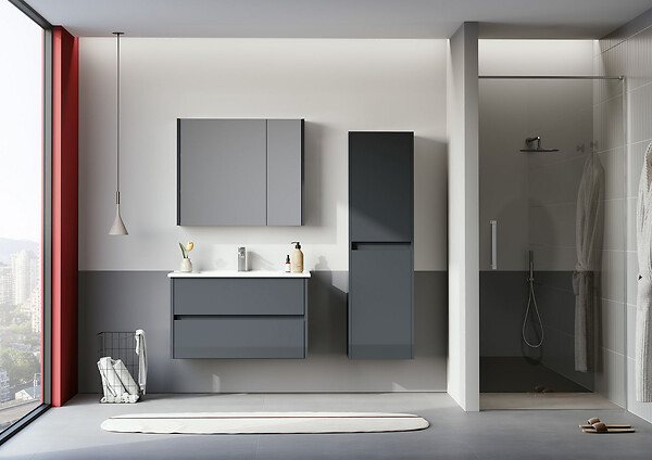 HABITAT ET JARDIN - Meuble Salle de Bain avec Miroir "Arno 80" - 79 x 16 x 66 cm - Grey / Anthracite - large