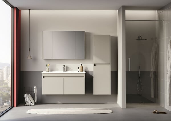HABITAT ET JARDIN - Meuble Salle de Bain avec Miroir "Arno 100" - 100 x 16 x 66 cm - Cashmere - large