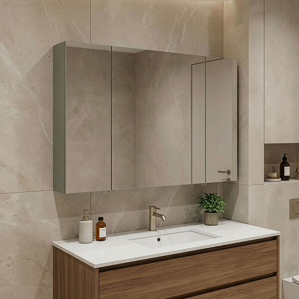 HABITAT ET JARDIN - Meuble Salle de Bain avec Miroir "Bari 100" - 97 x 16 x 66 cm - Matte Green - large