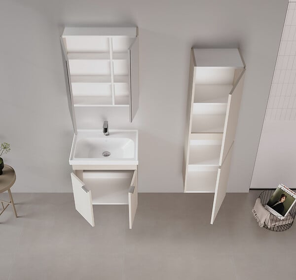HABITAT ET JARDIN - Meuble Salle de Bain avec Miroir "Desna 60" - 60 x 16 x 66 cm - Sand - large