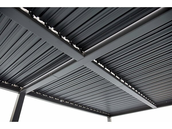 HABITAT ET JARDIN - Pergola bioclimatique avec 9 persiennes en aluminium "Kensington" - 3 x 6 m - Gris - large