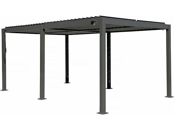 HABITAT ET JARDIN - Pergola bioclimatique avec rideau en aluminium "Kensington" - 3 x 6 m - Gris - large