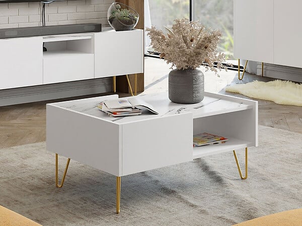 HABITAT ET JARDIN - Table basse "Narine L" - 97 X 45 X 65 cm - Blanc - large