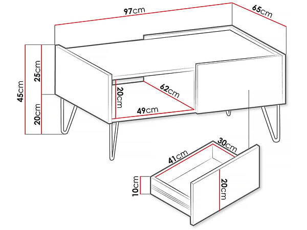 HABITAT ET JARDIN - Table basse "Narine L" - 97 X 45 X 65 cm - Blanc - large