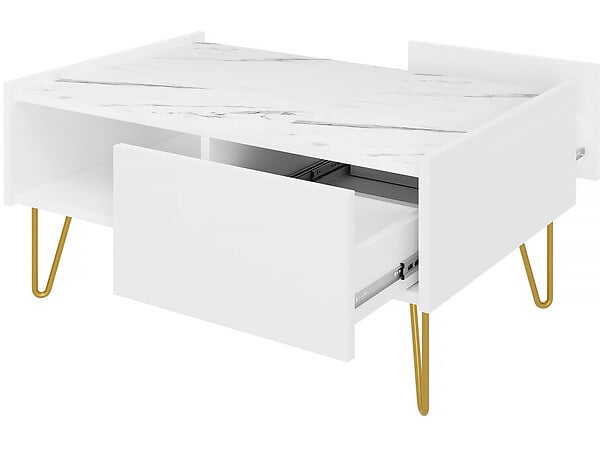 HABITAT ET JARDIN - Table basse "Narine L" - 97 X 45 X 65 cm - Blanc - large