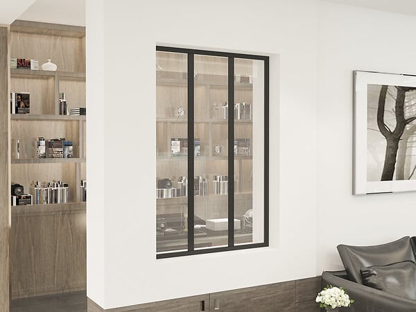 HABITAT ET JARDIN - Verrière atelier en aluminium "Panorama" - 90 x 130 cm - Noir - large