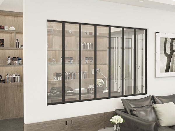 HABITAT ET JARDIN - Verrière atelier en aluminium "Panorama" - 210 x 130 cm - Noir - large
