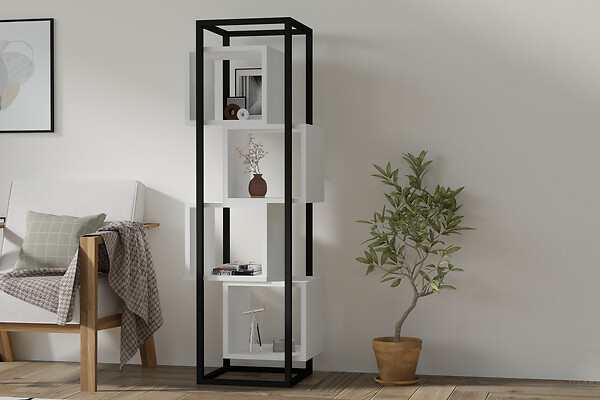 HABITAT ET JARDIN - Bibliothèque en bois "Rabant" - 44 x 29 x 140 cm - Blanc - large