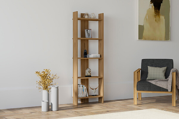 HABITAT ET JARDIN - Bibliothèque en bois "Virba" - 52 x 22 x 149 cm - Noyer - large