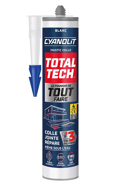 CYANOLIT - Colle de fixation ultra polymère - Cartouche 290ml - Blanc - large