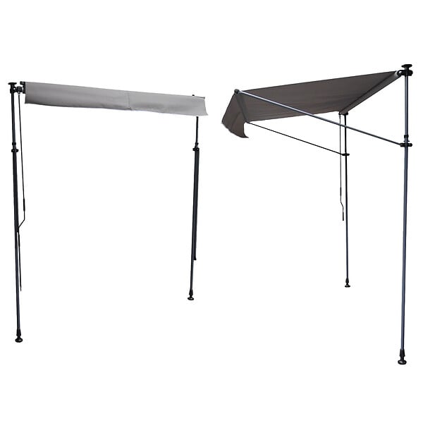HAPPY GARDEN - Store banne pour balcon CHENE 3 × 1,2m - Toile grise et structure grise - large