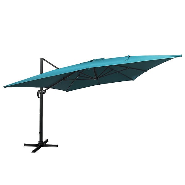 HAPPY GARDEN - Parasol déporté MOLOKAI rectangulaire 3x4m bleu + housse - large