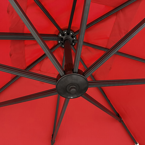 HAPPY GARDEN - Parasol déporté MOLOKAI carré 3x3m rouge + housse - large