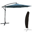 HAPPY GARDEN - Parasol déporté OAHU rond 3m de diamètre bleu gris + housse - vignette