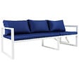 HAPPY GARDEN - Salon de jardin modulable IBIZA en tissu bleu 7 places - aluminium blanc - vignette