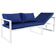 HAPPY GARDEN - Salon de jardin modulable IBIZA en tissu bleu 7 places - aluminium blanc - vignette