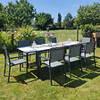 HAPPY GARDEN - Salon de jardin FIRENZE extensible en textilène gris 8 places - aluminium anthracite - vignette