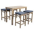 HAPPY GARDEN - Mange debout ARUBA en acacia 4 places - coussins gris - vignette
