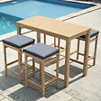 HAPPY GARDEN - Mange debout ARUBA en acacia 4 places - coussins gris - vignette