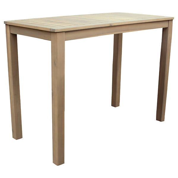 HAPPY GARDEN - Mange debout ARUBA en acacia 4 places - coussins gris - large