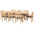 HAPPY GARDEN - Salon de jardin extensible 180/240cm PADAR en acacia 8 places - coussins gris - vignette