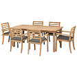 HAPPY GARDEN - Salon de jardin extensible 180/240cm PADAR en acacia 8 places - coussins gris - vignette
